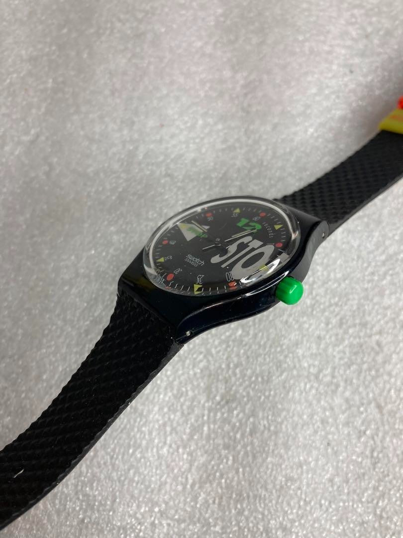 Swatch Analog Quartz Men 90'S Stopwatch Black Vintage 492422670