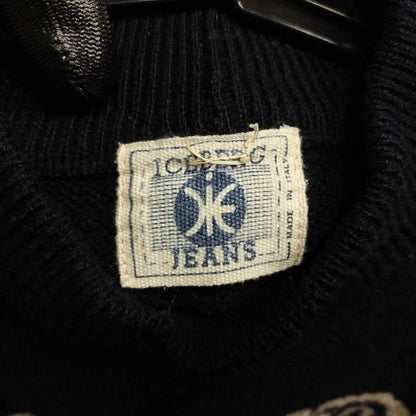ICEBERG JEANS Vintage Men's Black Logo Wool Sweater Knit Rare Used