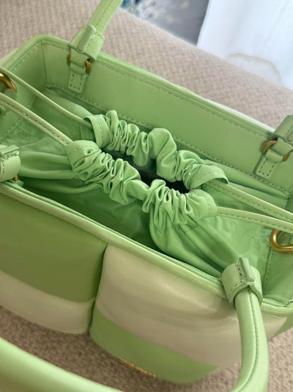 Kate Spade Boxxy Colorblocked Tote Serene Green Multi USED From JAPAN