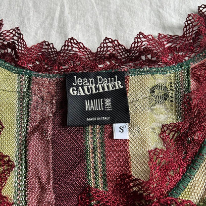Jean Paul Gaultier MAILLE FEMME Lace Cut and Sew Top Size S Made in Italy