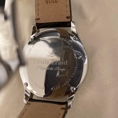 Louis Erard Automatic Watch White Dial Brown Strap Mens Vintage Swiss Rare Japan