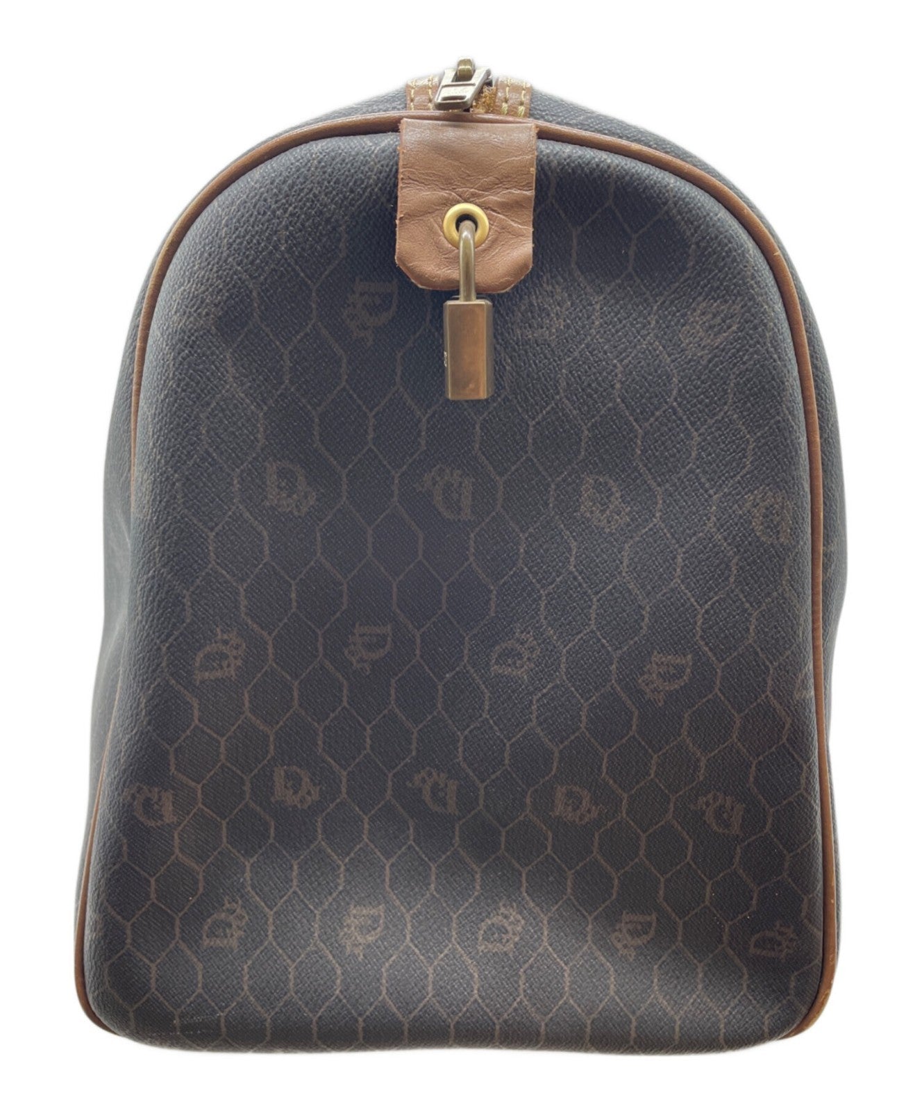 Dior Honeycomb Hand Bag Black Canvas Leather Vintage Authentic
