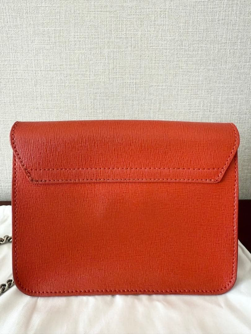 Auth FURLA Metropolis Red Leather Shoulder Bag