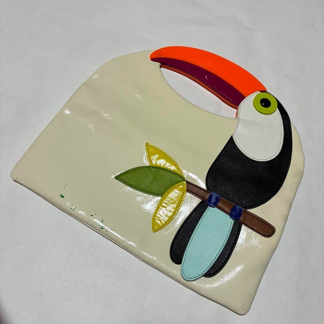 Kate Spade Toucan Bird Summer Clutch Bag enamel leather USED from Japan