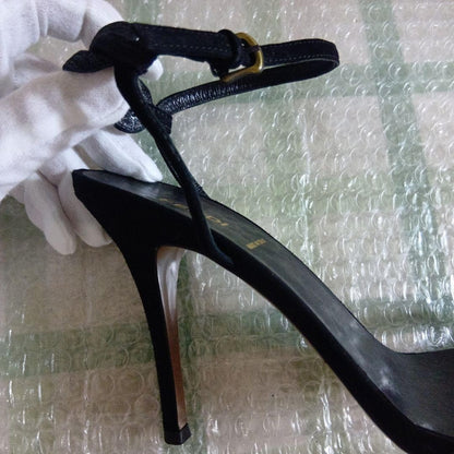 Rare Fendi Black Ankle Strap High Heel Sandals Size 38 (US 7.5-8)