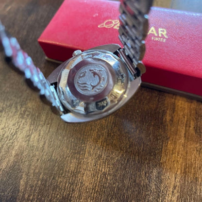 Enicar Automatic Silver Watch Ocean Pearl Star Jewel Rare Used Working