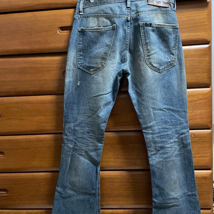 LED RECHWE x LEE Light Blue Flare Jeans Size L - Distressed