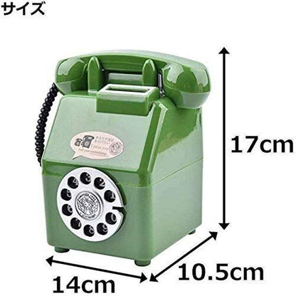 500 yen coin, pay phone, dial type, Showa 80's Retro Money Box (Green)