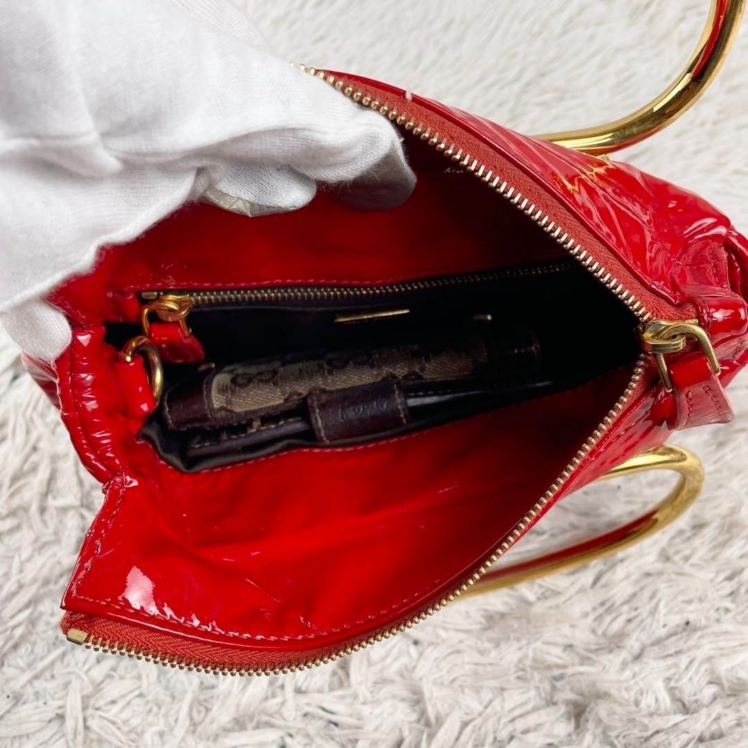 Miu Miu 2way Handbag Shoulder Bag Red Patent Leather 186 Archive Y2K Authentic