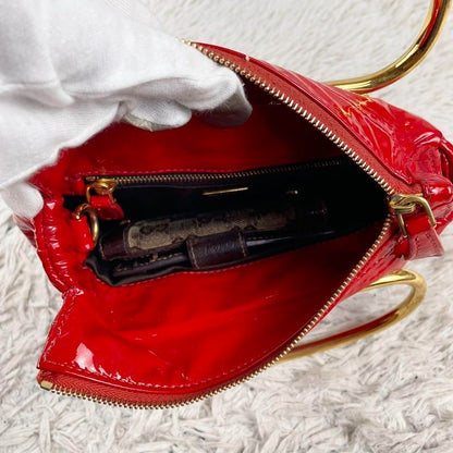 Miu Miu 2way Handbag Shoulder Bag Red Patent Leather 186 Archive Y2K Authentic