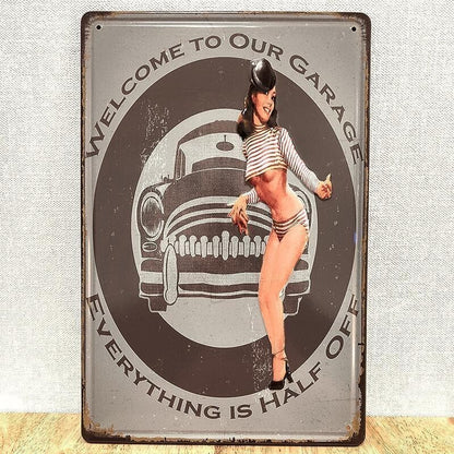 Tin Sign Car Stylish Vintage Sexy Antique Garage