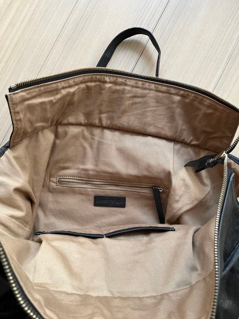 Lacoste Women Black Leather Tote Bag Shoulder Limited Edition Rare french Fashio