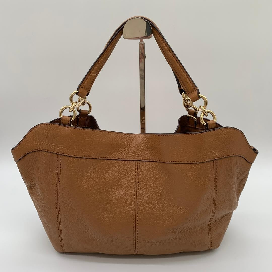 COACH Brown Leather Tote Bag 2Way Shoulder Large Authentic Women's Handbag