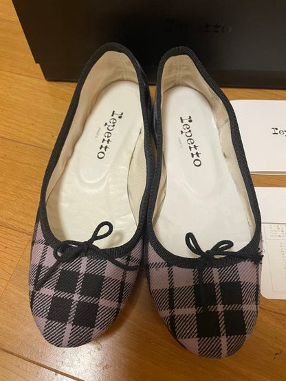 REPETTO Ballet Flats Check Pattern Pumps Shoes Women's Size 35 EU 36 US 5.5 Rare