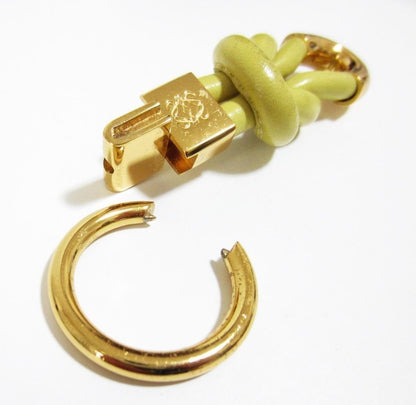 Authentic Loewe Twist Key Ring Anagram Keychain Bag Charm Yellow Leather Gold