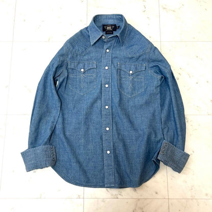 RRL Double R L Chambray Shirt Size 2 Women Limited Edition Rare American Fashion