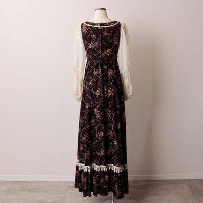 Vintage 1970'S Gunne Sax Jessica floral maxi dress with lace-up detailing an...