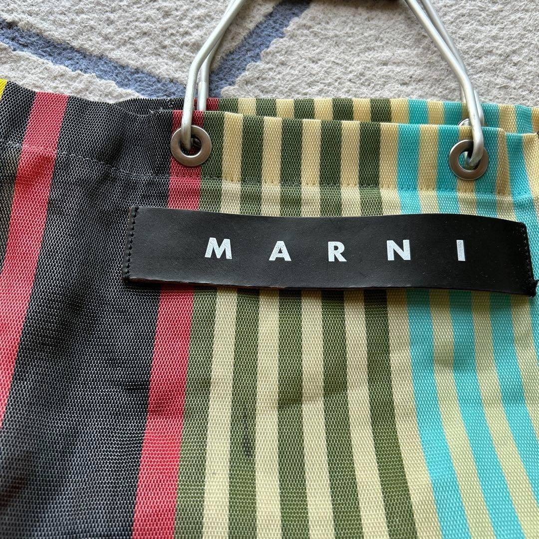 Used MARNI Flower Cafe Shopping Tote Bag Beige Khaki Multi Nylon
