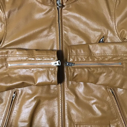 BAPE cowhide leather Shark full zip hoodie jacket A Bathing Ape Size M
