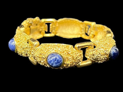 Authentic BALENCIAGA Gold Rhinestone Bracelet Unisex Fashion Jewelry 16.4cm