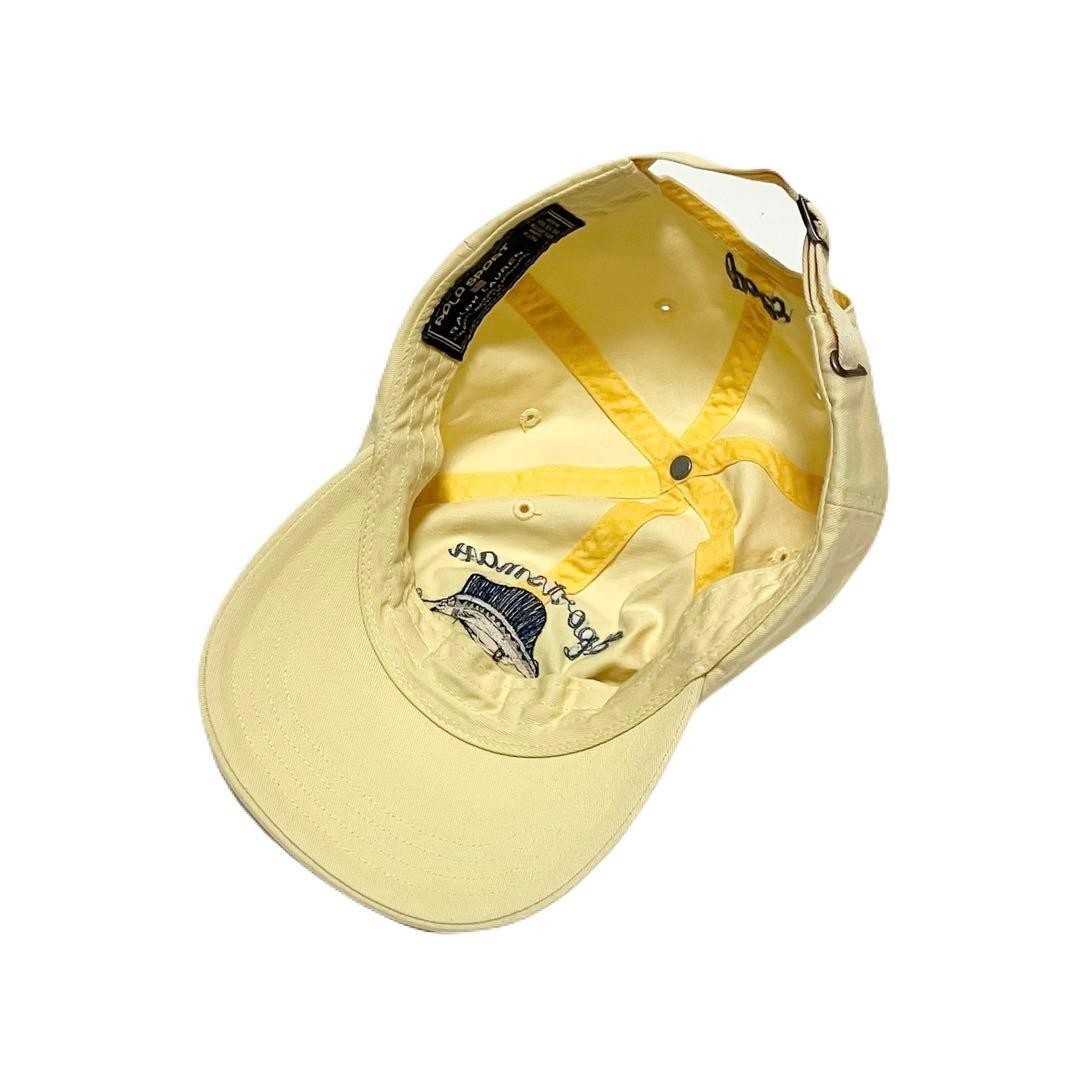 Ralph Lauren Men Hat Vintage Polo Sport Cotton Cap Marlin Embroidery Yellow Limi