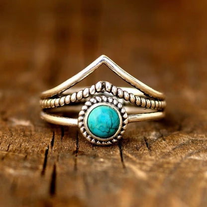 Turquoise ring for men, silver-tone, 10.5 street style.