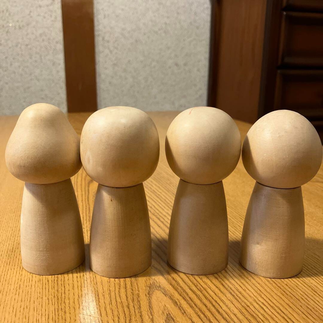 Mini Kokeshi Doll Issetsu 4 Pieces Approx. Height 10.5cm Vintage Rare Old Retro