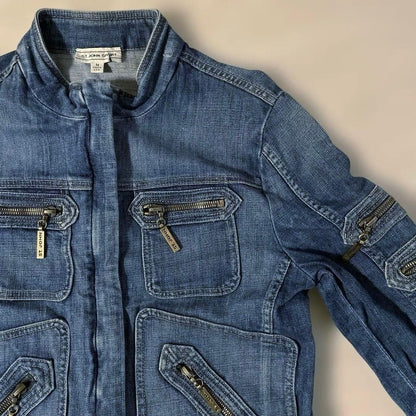 John Varvatos Denim Zip-Up Jacket Blue 4 Pockets Vintage