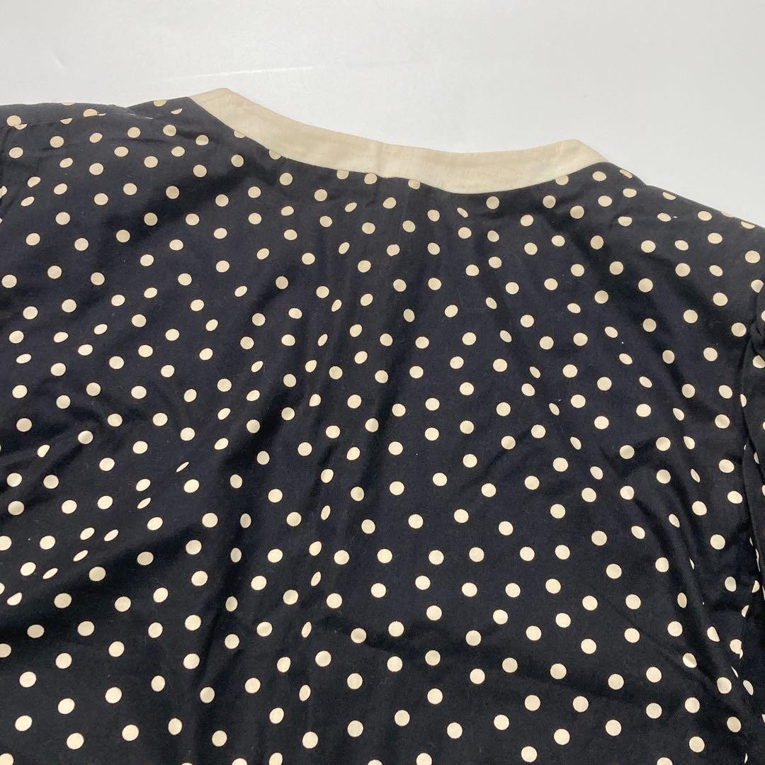 Yves Saint Laurent M Women Collarless Jacket Vintage Dot Stylish Clothing