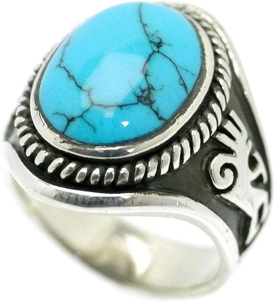 Huge Turquoise Kokopelli Ring: Sterling Silver Lucky Charm. US Size 11.5.