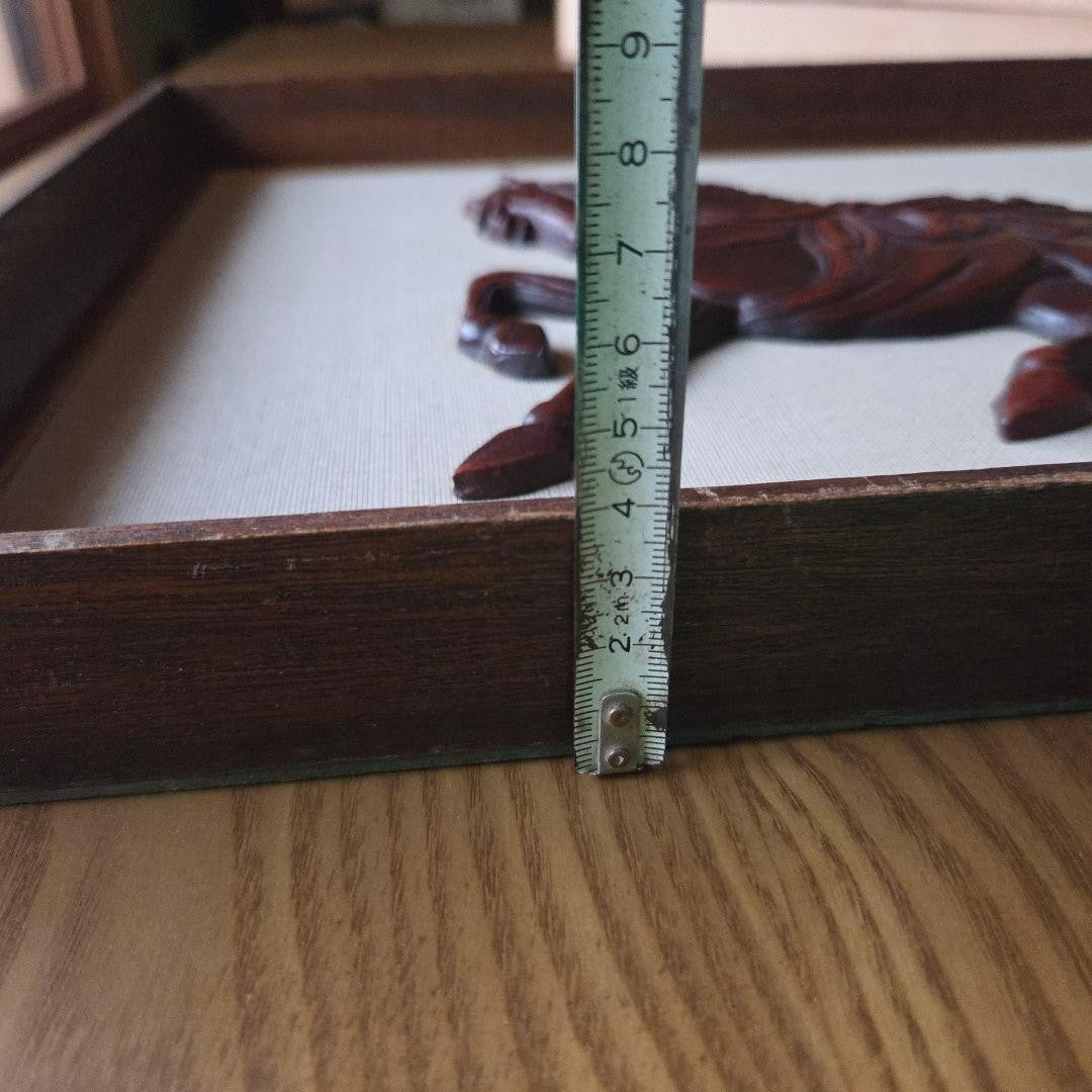 Showa Retro Vintage Lucky Horse Wooden Frame Genroku Horse