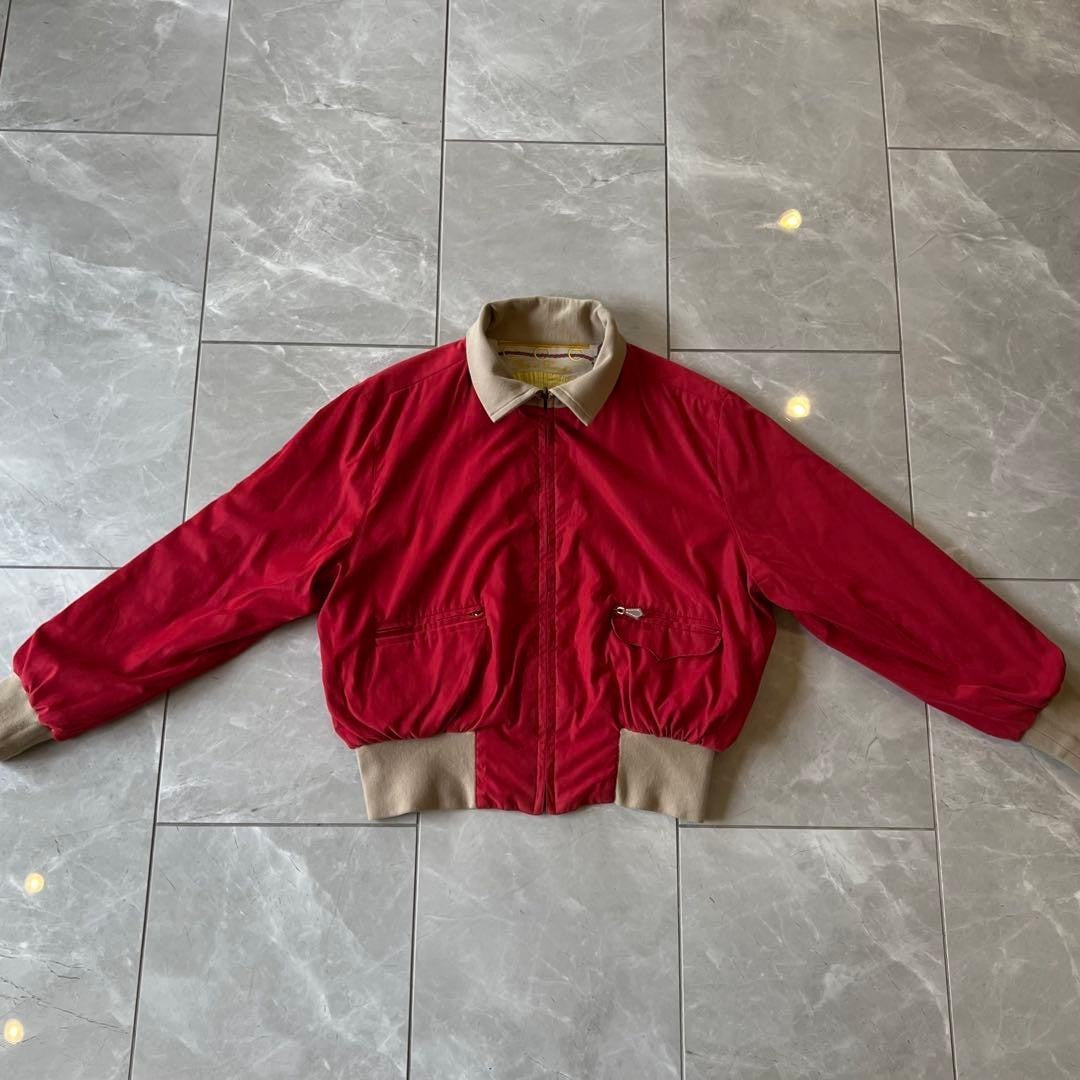 Hermes Vintage 80s Reversible Bomber Jacket Silk Red Authentic Rare Size 40/46