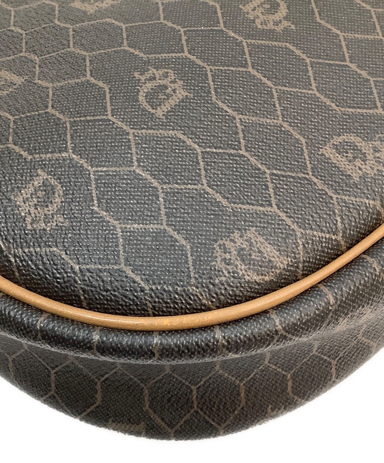 Dior Honeycomb Shoulder Crossbody Bag Brown Canvas Leather Vintage Authentic