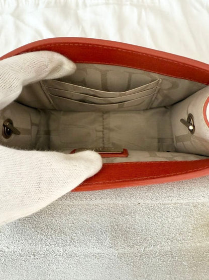Auth FURLA Metropolis Red Leather Shoulder Bag