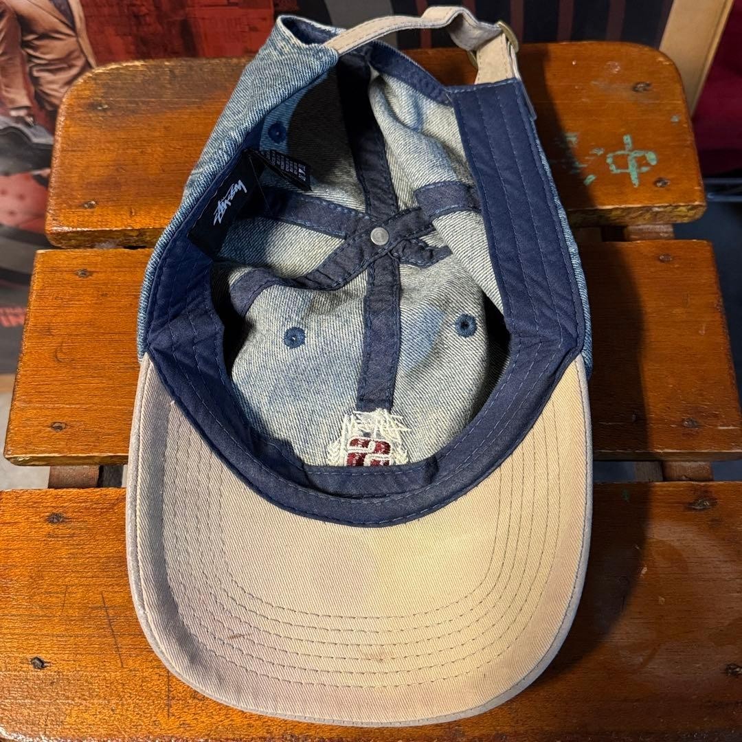 00s Street STUSSY Denim Cap with Visor, Embroidered Logo, Indigo