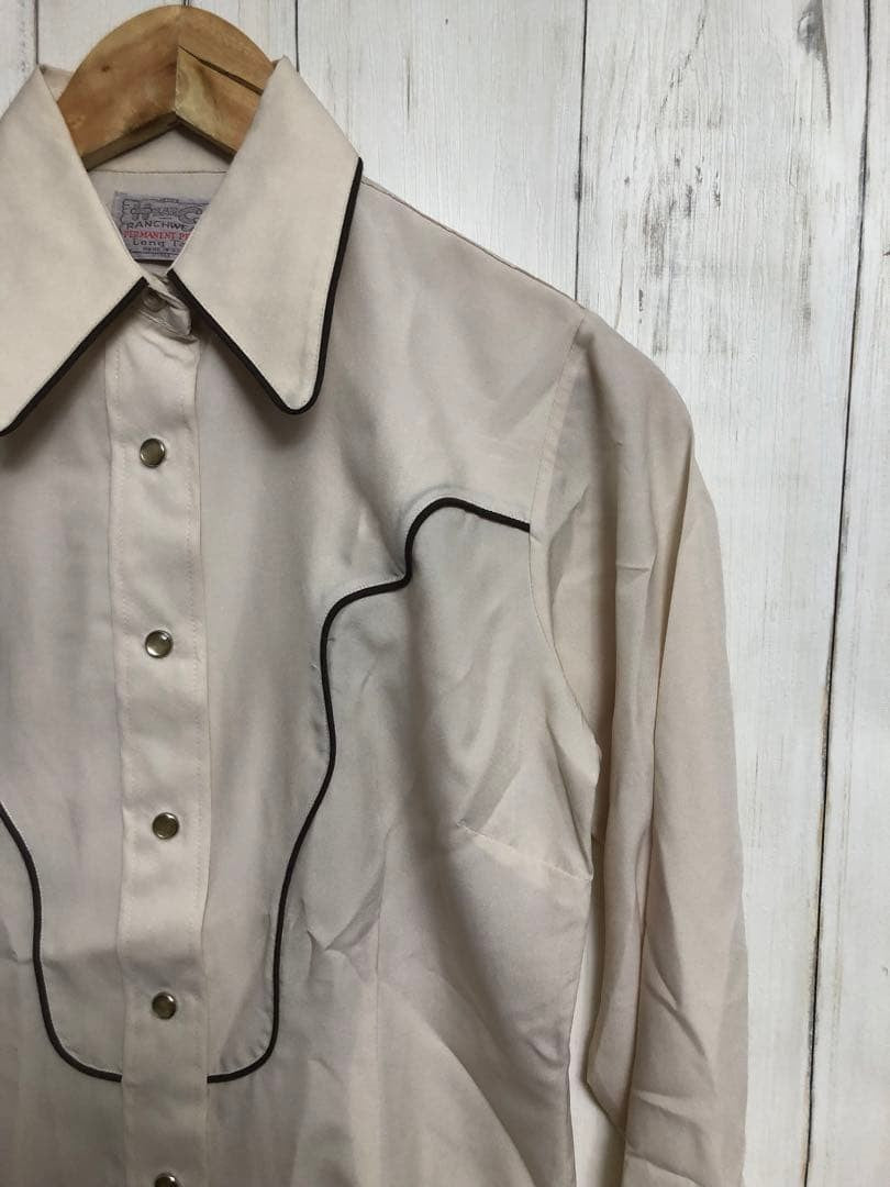 Vintage 70s H BAR C Western Shirt Long Sleeve USA Made Size 32