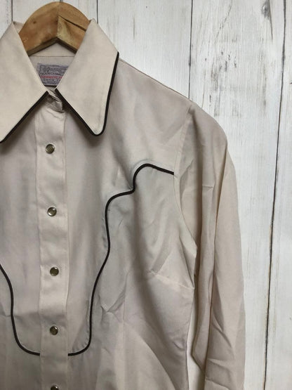 Vintage 70s H BAR C Western Shirt Long Sleeve USA Made Size 32