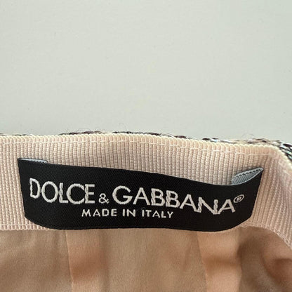 Dolce & Gabbana Flare Skirt Size S Gray Silver Black Red Tweed Buttons 44cm