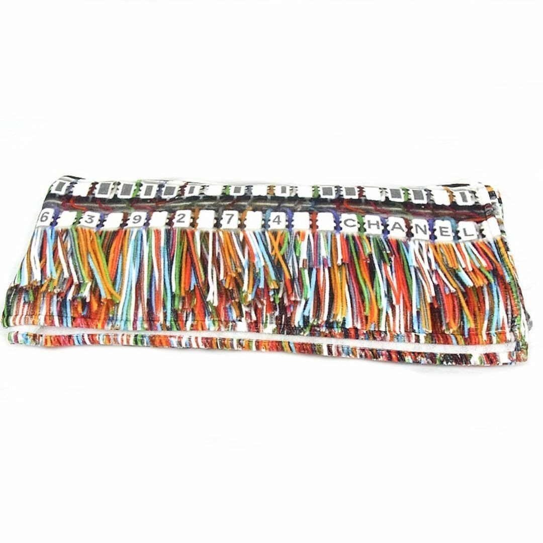 Chanel Authentic Large Beach Bath Towel 100% Cotton Multicolor Fringe 180x133cm