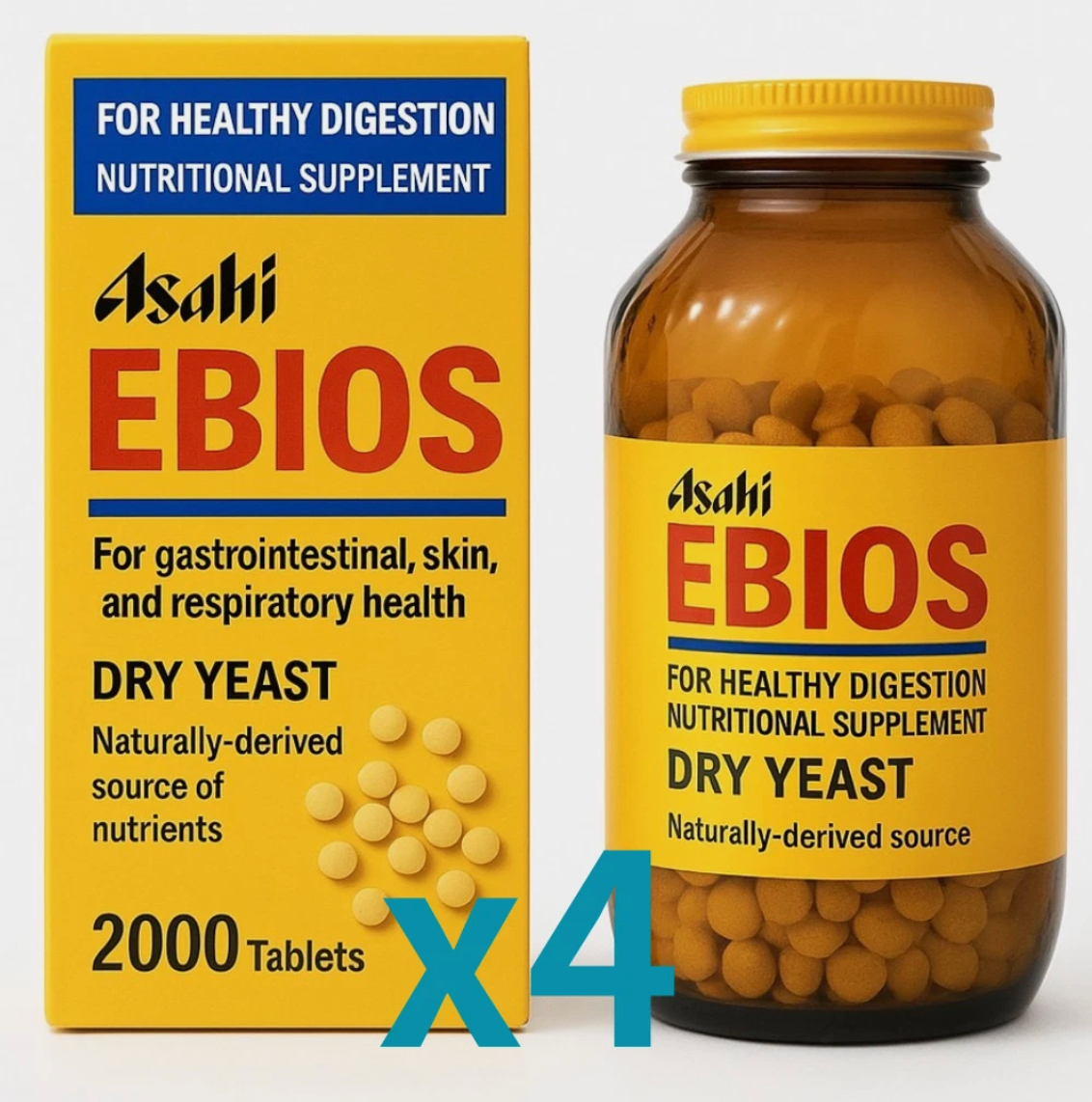 Asahi Ebios 2000 Tablets Gastrointestinal Nutritional Unflavored Set of 4 New