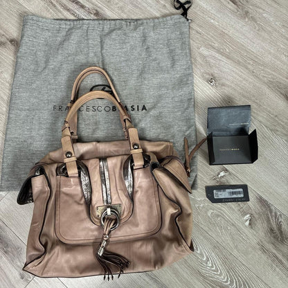 FRANCESCO BIASIA Tote bag Leather Pink Beige Authentic