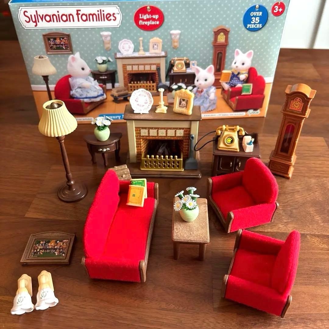 Sylvanian Families Luxury Living Room Set Dollhouse Toy Vintage Retro Rare