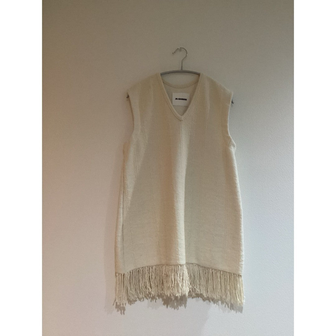 S Jil Sander Cotton Linen Fringe Vest
