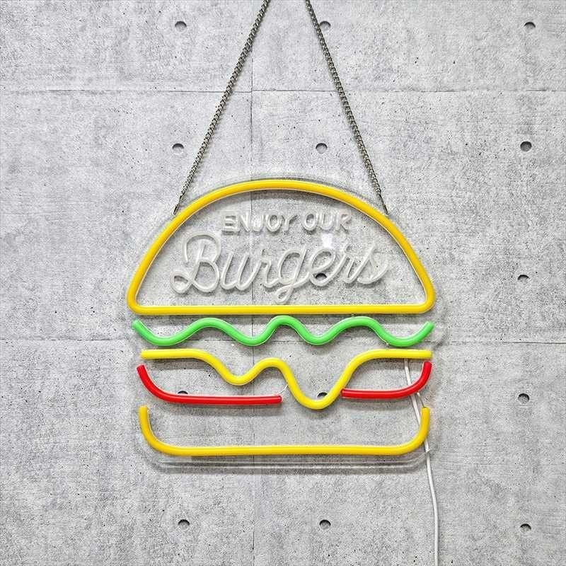 Hamburger LED Neon Light USB Hamburger Light with Dimming Function Neon Sign