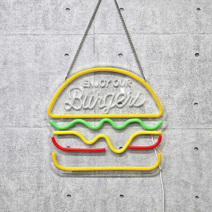 Hamburger LED Neon Light USB Hamburger Light with Dimming Function Neon Sign