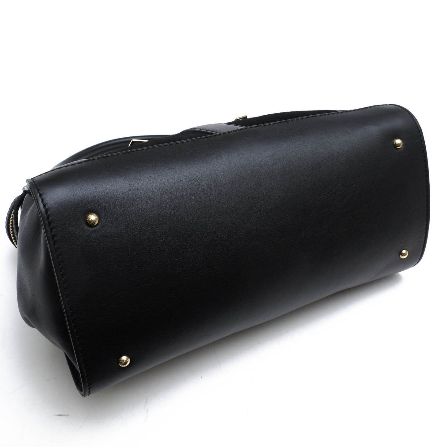 Max Mara Margaux Tote Bag HandBag Black Calf Leather Gold Hardware Used