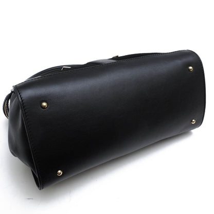 Max Mara Margaux Tote Bag HandBag Black Calf Leather Gold Hardware Used