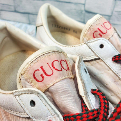 Rare GUCCI 23cm White Leather Sherry Line Low-Top Sneakers Vintage Italian Made