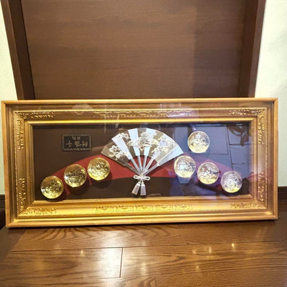 Seven Lucky Gods Fan Gold Cup 24KGP Wall Hanging Ornament