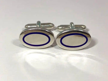 Tiffany & Co. Authentic Cufflinks Tie Pin Silver925 Blue Oval Men's With Box Bag